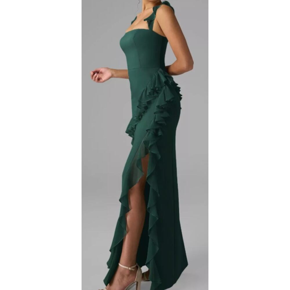 AW BRIDAL 0 XS dark emerald Green chiffon Jaydon formal party maxi dress B65